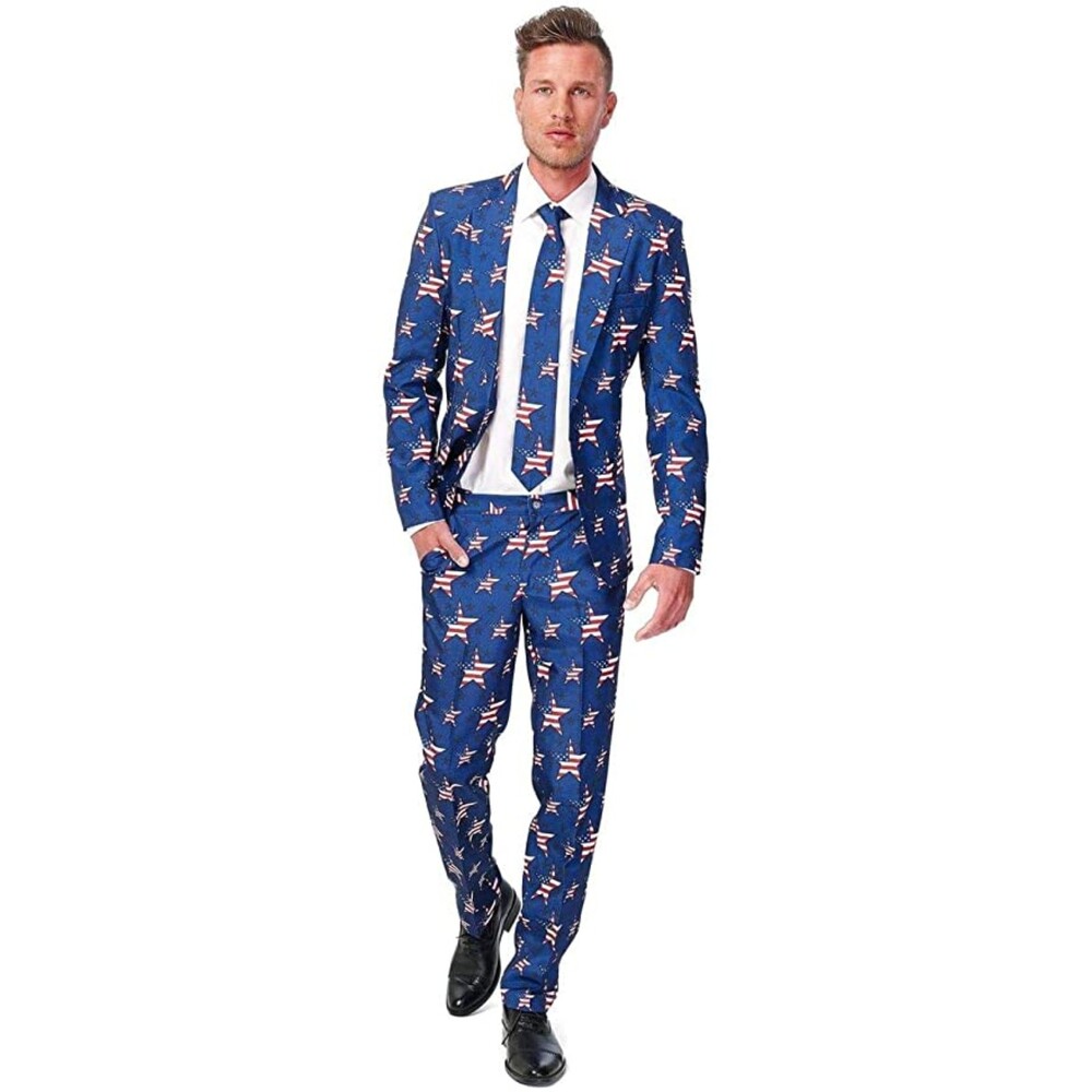 Suitmeister Patriotic Flag Suits Outfit Colors,X Large,Stars and Stripes